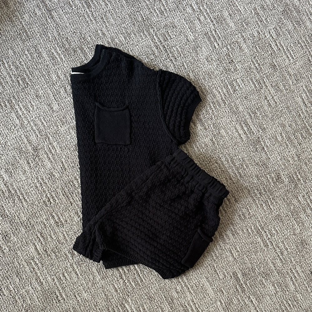 Free People Black Textured Set